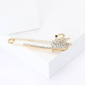 Swan Safety Pin Brooch With Decorative Crystal And Enamel Details view 3