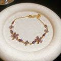 Gold Chain Flower Drop Zircon Adjustable Bracelets Four Colors view 6