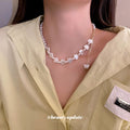 White Irregular Baroque Pearl Strand Necklace Gold Clasp view 2