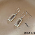 Silver Tone Emerald Cut Crystal Hook Drop Earrings view 5