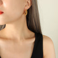 Spiral Coil Ring U-Shape Hoop Earrings Gold Steel Pair view 6