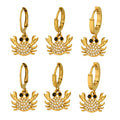 Gold and Silver Tone Pave Crab Charm Hoop Earrings view 5