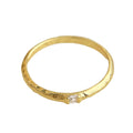 Gold Tone Slim Textured Band And Clear Square Stone Ring view 5