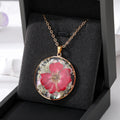 Gold Tone Pressed Red Flower Necklace and Hook Earring Options view 2