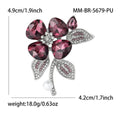 Faceted Crystal Flower and Leaf Brooch in Light Blue and Purple view 5