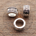 Floral Carved Cylinder Large Hole Beads in Gold and Silver view 2