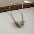 Silver Snake Chain Crystal Bead Necklace Charm Cable Bangle view 6