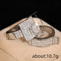 Silver Tone Geometric Layered Square Stone Wide Ring view 4