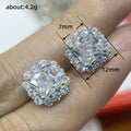 Cushion Solitaire Halo Stud Earrings In Three Stone Colors Silver Tone view 5