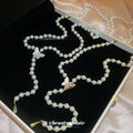 Pearl Strand Necklace with Crystal Butterfly Accent view 2