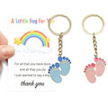 Pink Blue Baby Feet Enamel Keychain Gold Split Ring view 6