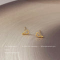 Mini Gold Open Wing Stud Earrings Outline Angel Pair view 4
