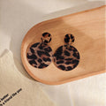 Nine Leopard Print Heart Round and Diamond Earrings view 4