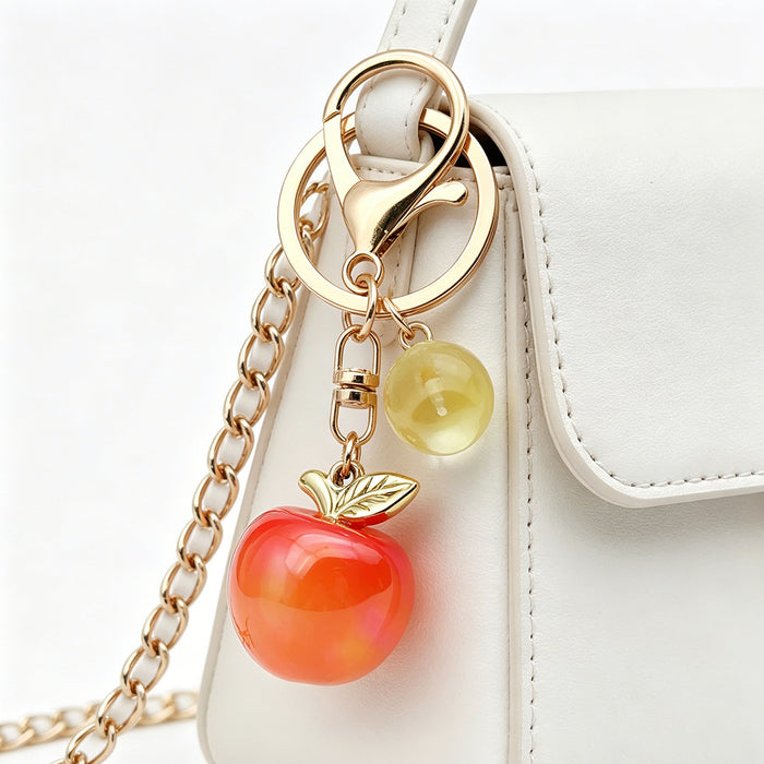 Iridescent 3D Apple Keychains in 6 Glossy Fruit Colors