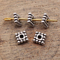 Antique Silver Dotted Border Square Metal Spacer Bead view 2