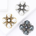 Pearl Petal Flower Brooch in Gold Silver or Black Tone view 1