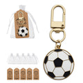 Enamel Soccer Ball Keychain Gold Metal Clip Black White view 1