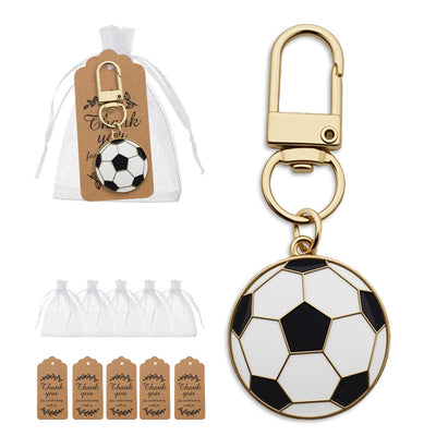 Soccer ball keychain with organza bags and kraft thank-you tags