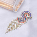 Multicolor Crystal Letter S Brooch With Chain Fringe view 4