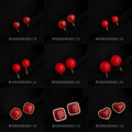 Gold Mosquito Coil Clip Earrings Assorted Wine Red Charms view 3