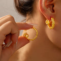 Textured Crumpled C-Shaped Hoop Earrings Gold Or Steel view 1