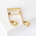 Gold Silver Polished Double Eighth Note Brooch Pins view 3