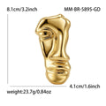 Abstract Half Face Brooch in Gold or Silver Tone Metal view 6