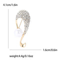 Gold Silver Rhinestone Pearl Curved Leaf Brooch Pin view 6