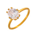 Oval Zircon Solitaire Stainless Steel Rings Gold Steel Sizes view 5