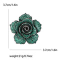 Pavé Rose Flower Brooch in Green and Purple Lapel Pin view 4