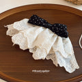 Polka Dot Bow Embroidered White Lace Spring Hair Clips view 4