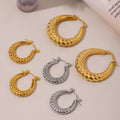 Sculpted Geometric Hoop Earrings in Gold and Silver Tone view 4