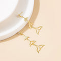 Gold Mermaid Tail Cascade Drop Earrings Crystal Stud view 2