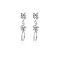 Silver Leaf Clear Look Long Teardrop Dangle Earrings view 5