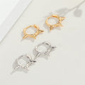 Crystal Three-Spike Huggie Earrings in Gold and Silver Tone view 1