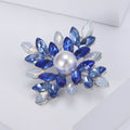 Marquise Crystal Snowflake Brooch With Pearl Center in Four Colors view 3
