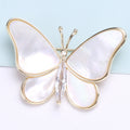 White Shell Effect Butterfly Brooch With Crystal Body view 3