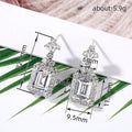 Silver-Tone Rectangular Drop Earrings with Clear Halos view 4