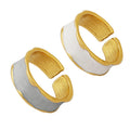 Wavy Edge Enamel Open Ring White And Blue Gray Gold Rim view 5