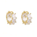 Gold Tone Rectangular Crystal Huggie Earrings Fashion Jewelry view 2