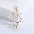Shell Plum Blossom Pearl Branch Brooch Silver Gold Tone Pin view 4