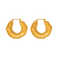 Textured U Shape Hoop Earrings Gold And Steel Tone view 5