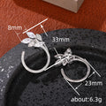 White Metal Marquise Leaf Open Hoop Stud Earrings Alloy view 4