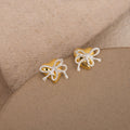 Crystal Look Bow and Heart Gold Small Stud Earrings view 3