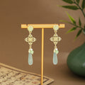Fourteen Chinese Style Green Bead Fan and Leaf Earrings view 12
