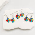 Multicolor Enamel Puzzle Piece Drop Earrings 3 Styles view 1