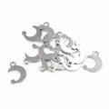 Polished Silver Tone Crescent Moon Metal Charm Pendants view 3