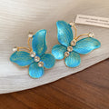 Gold Tone Butterfly Stud Earrings in Three Bright Colors view 7