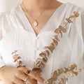 Gold Oval White Sea Shell Pendant Necklace Fine Chain view 4
