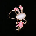 Jump Rope Bunny Brooch Cat Eye Face Enamel Dress Pin view 4